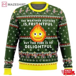 Howl Moving Castle Calcifer Fire is so Delightful Ugly Christmas Sweater