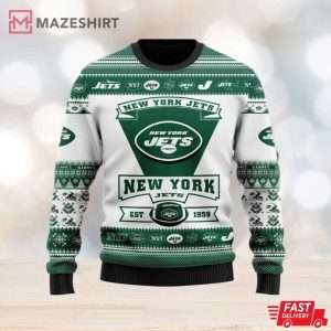 New York Jets Football Team Logo Christmas Ugly Sweater (2)