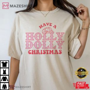 Holly Dolly Christmas Western Cowgirl T Shirt (1)