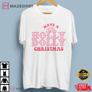 Holly Dolly Christmas Western Cowgirl T Shirt (3)