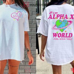 Alpha Xi World Sorority Pink Planet T Shirt (1)