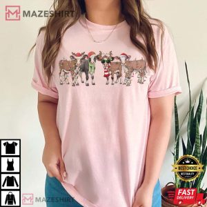 Cow Christmas Light Mooey T Shirt (2)