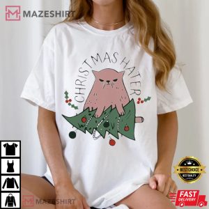 Angry Cat Christmas Hater T Shirt (2)
