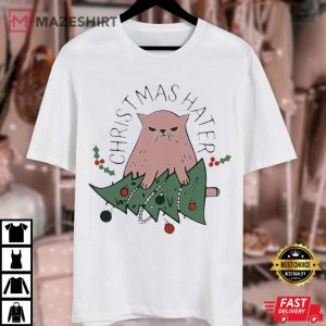 Angry Cat Christmas Hater T Shirt (3)