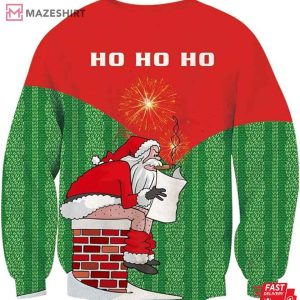 Santa Clause on Chimney Xmas Ugly Sweater (2)