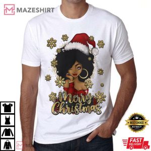 Black Women Merry Christmas Holiday Gift T Shirt (1)