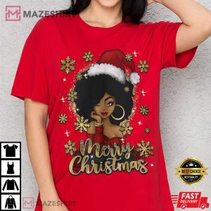 Black Women Merry Christmas Holiday Gift T Shirt (2)