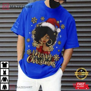 Black Women Merry Christmas Holiday Gift T Shirt (3)