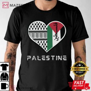Palestinian Heart in Arabic Support T Shirt (1)