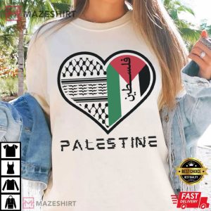 Palestinian Heart in Arabic Support T Shirt (3)