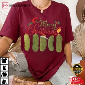 Pickle Lover Merry Christmas T Shirt (3)