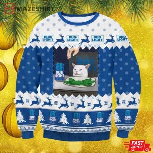Bud Light Cat Meme Christmas Ugly Sweater