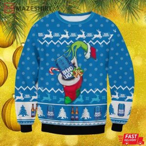 Bud Light Grinch Hand Christmas Ugly Sweater Bud Light Grinch Hand Christmas Ugly Sweater