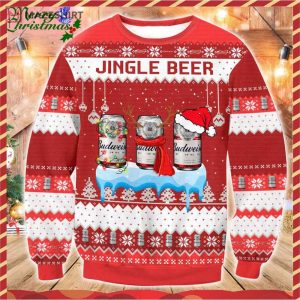 Budweiser Jingle Beer Ugly Christmas Sweater Budweiser Jingle Beer Ugly Christmas Sweater