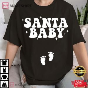 Christmas Pregnancy Announcement Santa Baby T Shirt (2)