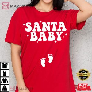 Christmas Pregnancy Announcement Santa Baby T Shirt (4)