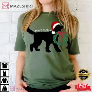 Doodle Dog Lover Merry Christmas T Shirt 1