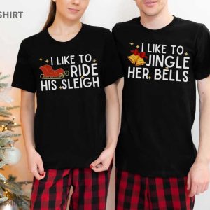 His Sleigh Her Bells Christmas Couple Shirts