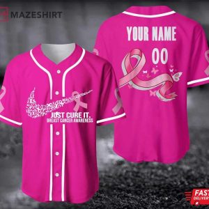 Cancer Support In October We Wear Pink Pink Ribbon Baseball Jersey