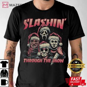 Horror Guys Christmas Comfort Colors Shirt, Slashin Through the S (1)
