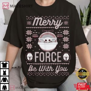 Star Wars The Mandalorian Christmas Merry Force Be With You T Shirt (1)