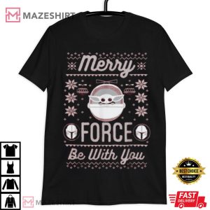 Star Wars The Mandalorian Christmas Merry Force Be With You T Shirt (3)