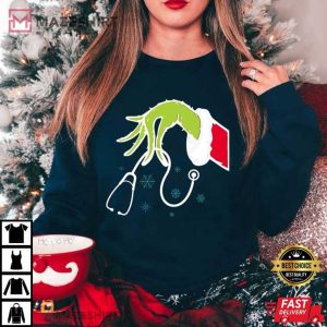 Grinch Nurse Stethoscope Merry Grinchmas T Shirt (1)