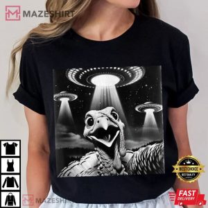 Turkey UFO Selfie Thanksgiving T Shirt (3)