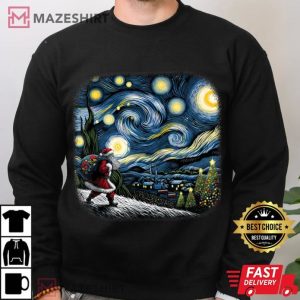 Van Gogh Starry Night Santa Christmas Night T Shirt (4)