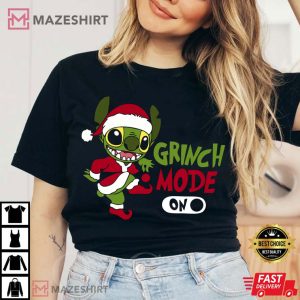 Stitch Grinch Mode On Christmas T Shirt (1)