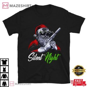 Santa Claus Guns Silent Night Christmas T Shirt (2)