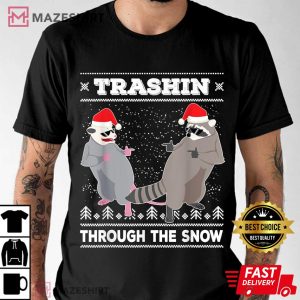 Opossum Raccoon Santa Trashin Through The Snow Garbage Gang T Shirt (3)