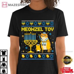 Meowzel Tov Hanukkah Jew Cat Chanukah T Shirt (1)