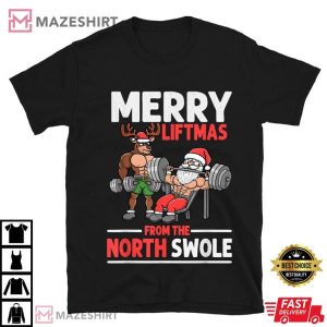 Weightlifting Merry Liftmas from North Swole T Shirt (2)
