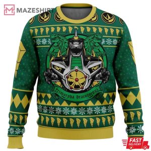 Green Power Ranger Primorpha Dracozordus Ugly Christmas Sweater (2)