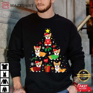 Corgi Christmas Tree Light Dog Lover Xmas T Shirt (4)
