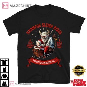 Krampus Sleigh Rides Merry Christmas Horror T Shirt (1)