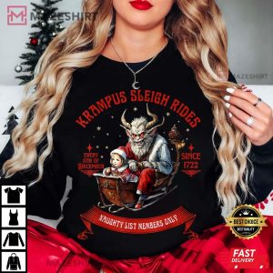 Krampus Sleigh Rides Merry Christmas Horror T Shirt (2)