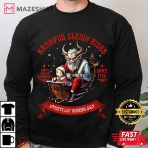 Krampus Sleigh Rides Merry Christmas Horror T Shirt (4)