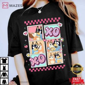 Bandit Heeler and Chilli Heeler Bluey Valentine T Shirt (3)