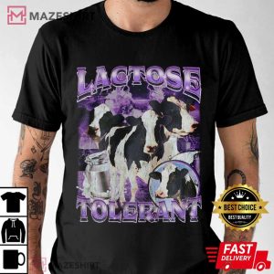 Lactose Tolerant Cow Vintage Bootleg T Shirt (1)