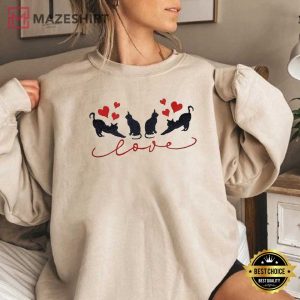 Hearts and Cats Valentine Embroidered Sweatshirt (1)
