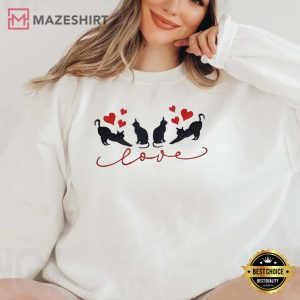 Hearts and Cats Valentine Embroidered Sweatshirt (3)
