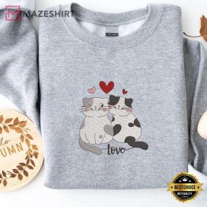 Valentine's Day Cat Embroidered Sweatshirt (1)