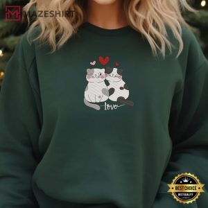 Valentine's Day Cat Embroidered Sweatshirt (4)