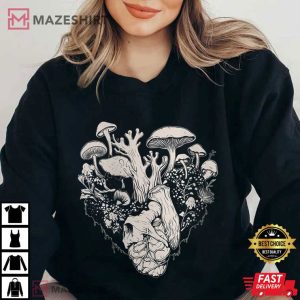 Cottagecore Mushroom Heart Fairycore Fairy Grunge T Shirt (2)