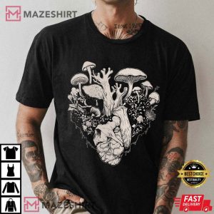 Cottagecore Mushroom Heart Fairycore Fairy Grunge T Shirt (3)