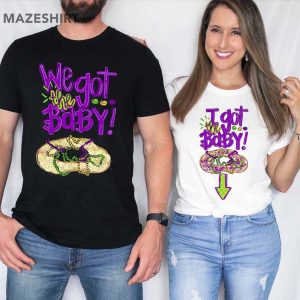 Mardi Gras Pregnancy Announcement Couples Shirt