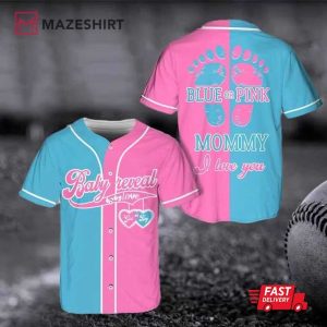 Baby Reveal Blue or Pink Mom Loves You Baseball Jersey (1)
