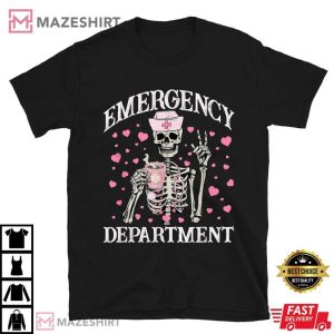 Valentine Nurse Emergency Department Skeleton T Shirt (1)